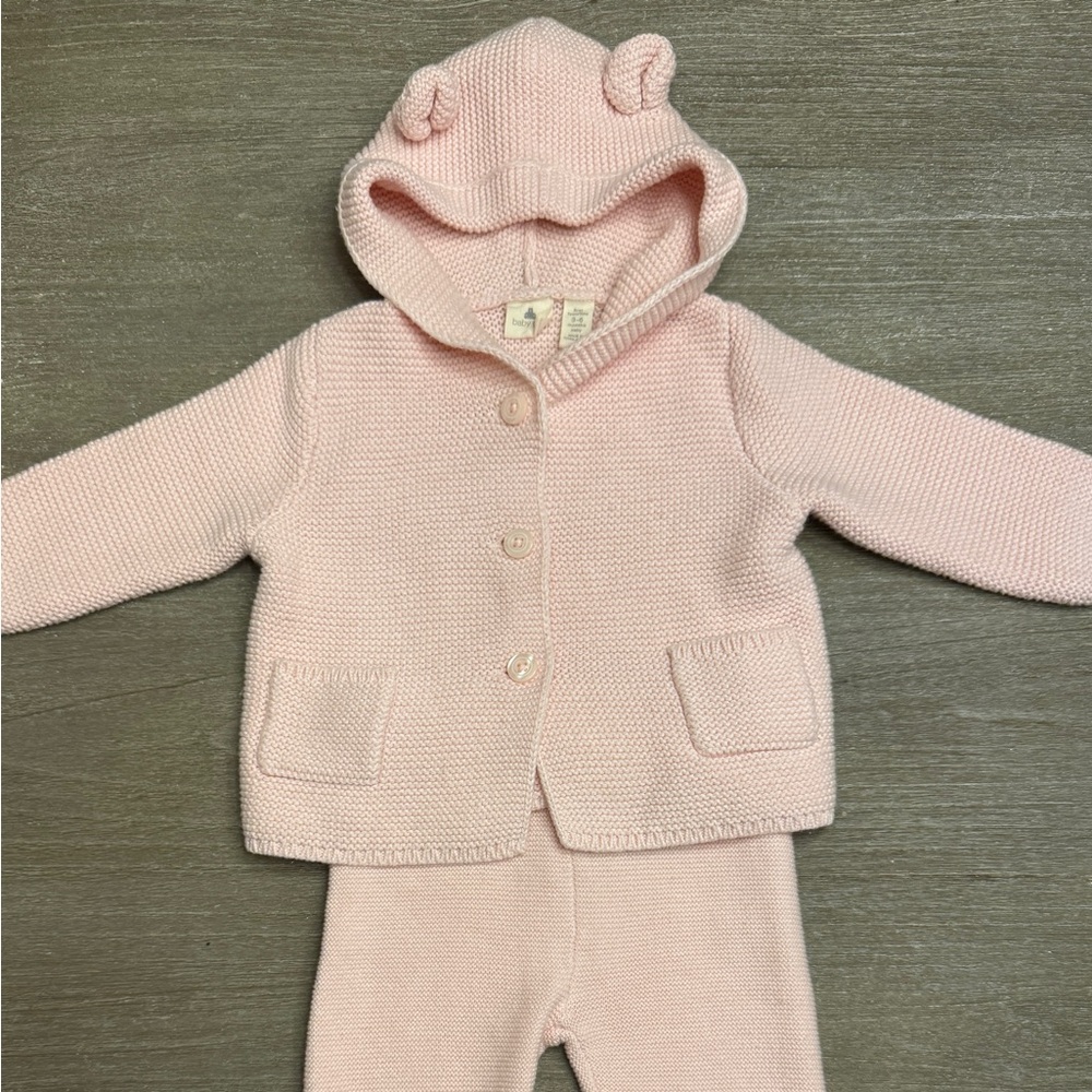 GAP Baby Pink Knit Hooded Matching Set